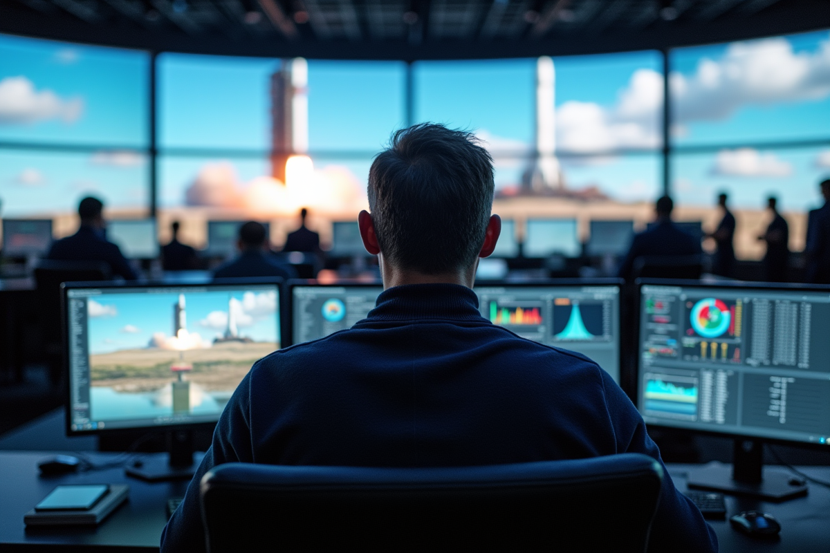 Contrôleur de mission surveillant le lancement SpaceX