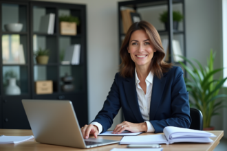 Femme professionnelle en bureau moderne pour RH
