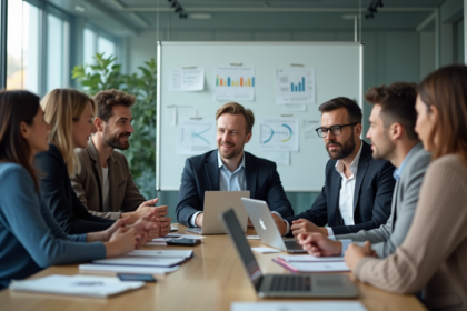 Groupe de professionnels en réunion de travail