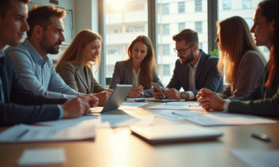 Groupe de jeunes professionnels collaborant dans un bureau lumineux