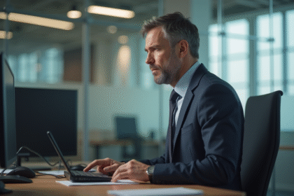 Homme d'affaires pensif dans un bureau moderne