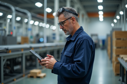 Ingénieur en usine avec tablette dans un environnement industriel