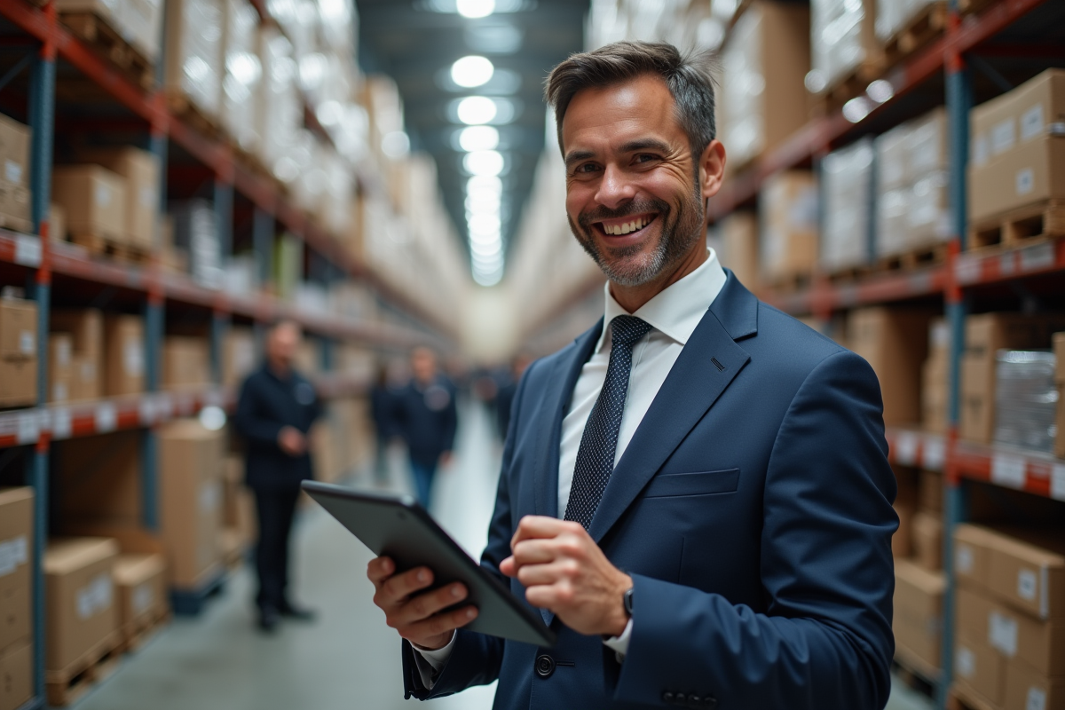 Manager de magasin vérifiant un rapport sur une tablette