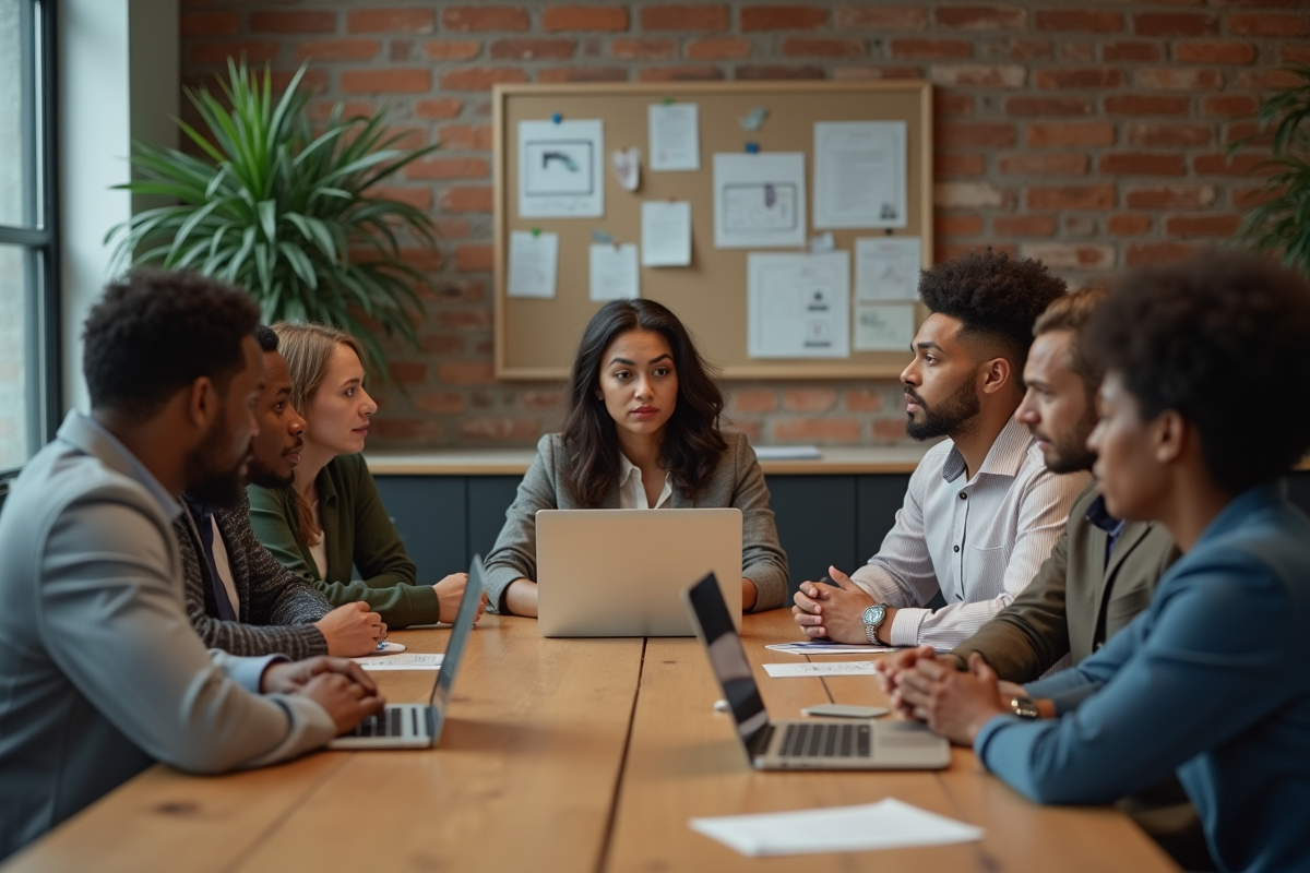 Groupe de collègues autour d