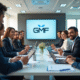 Groupe de professionnels en réunion dans un bureau lumineux