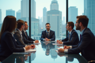 Groupe de professionnels en réunion d'affaires